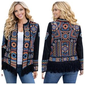 Johnny Was Tasmin fringe embroidered jacket NWT (Oversized) RARE